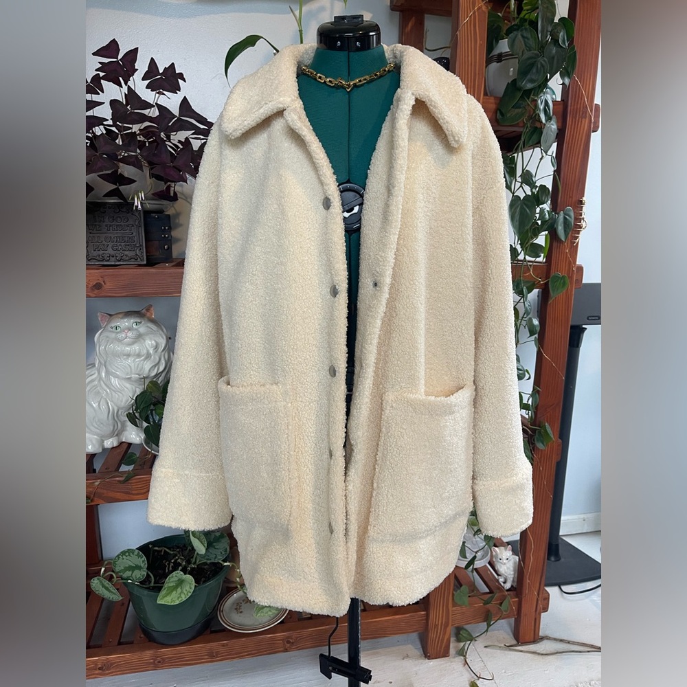 Light Cream Colored Button Up Jacket. - image 1